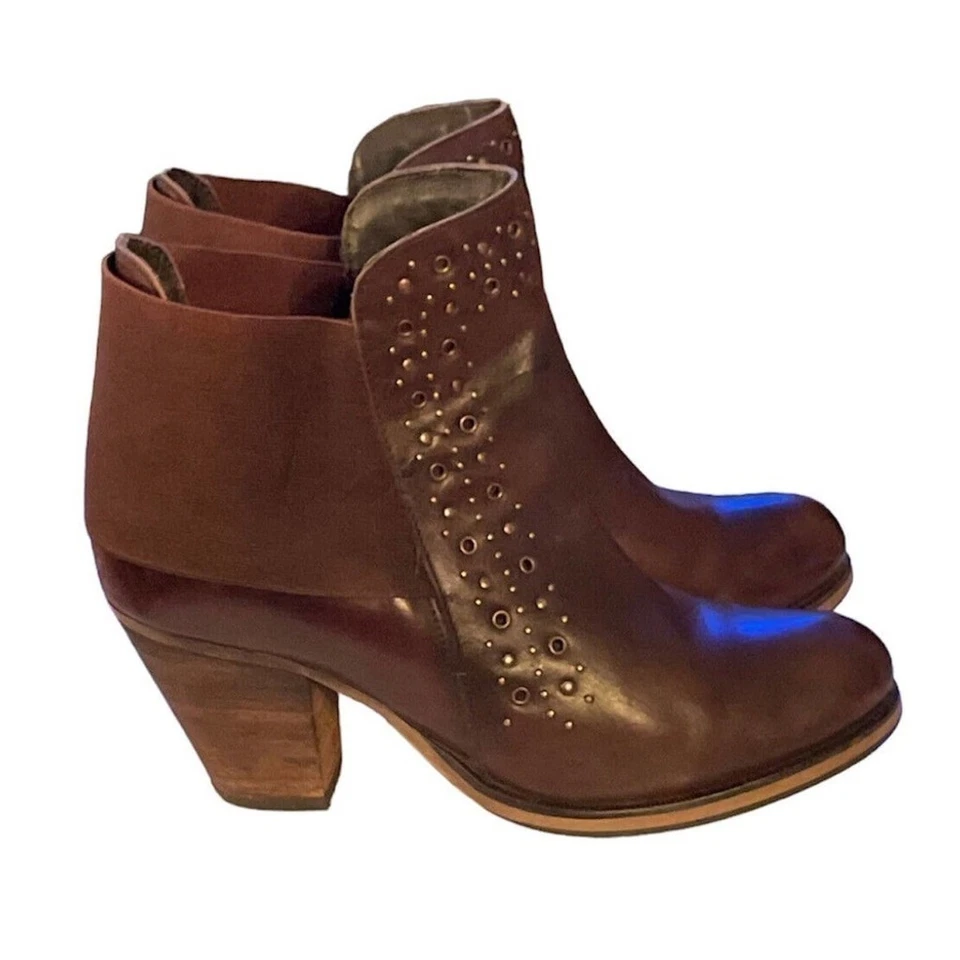 Botines J Renee Marrón Mujer Talla 8.5 Tachuelas Vaquera Occidental Foto 3 de 4