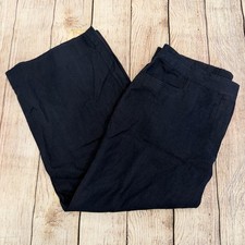 J Jill Love Linen Wide Leg Pants Navy Blue Large Elastic Waist Minimalist Travel
