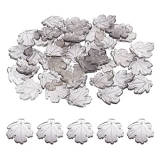 100Pcs Crystal Maple Leaf Beads Translucent Czech Glass Beads, Black