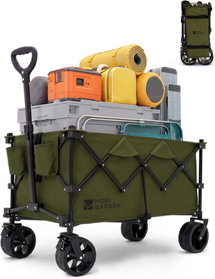#ad #ad MOBI GARDEN Collapsible Folding Wagon Cart with Wheels 330Lbs Portable Utility $86.99