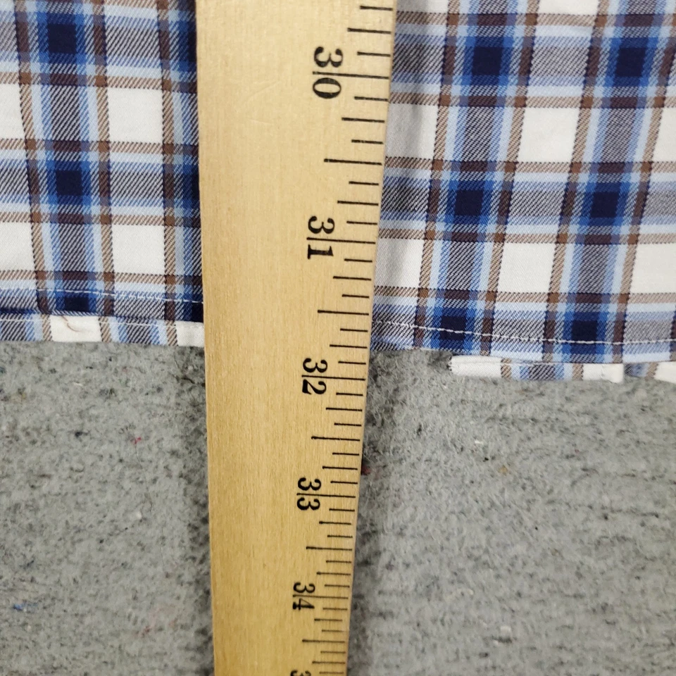 Bugatchi Uomo Shirt Mens 2XL Blue Plaid Button Up Long Sleeve - Image 4 of 4