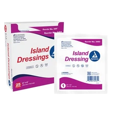 Dynarex Island Adhesive Dressings Nonwoven Cotton Sterile 4 x 4" 25 per Box