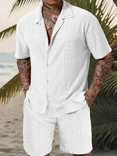 Mens Tracksuit 2-Piece Set Short Sleeve T Shirt Shorts Sweatsuit Outfit Set