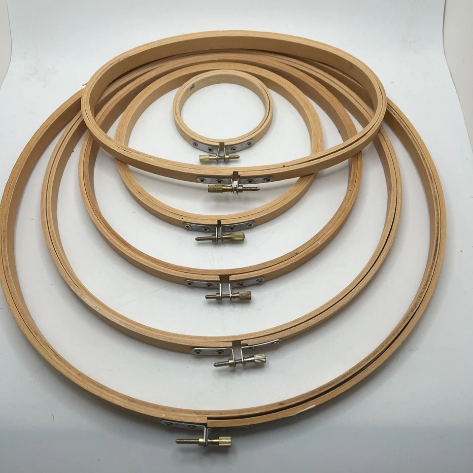 Wooden Round Embroidery Hoops 3” 6” 8" 10" 12” 9” Oval Quality Taiwan Lot 6 - Image 2 of 3