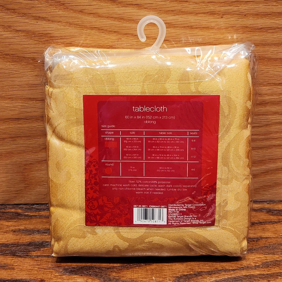 Target 2006 Gold Floral Paisley Oblong Tablecloth 60 x 84 inch Christmas Holiday - Image 3 of 4