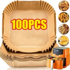 100 Disposable Non-Stick Paper Liner Square Food Grade Parchment Paper Air Fryer