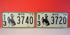 WYOMING (Lot of 2) Original 1973 Metal State Embossed License Plates Tags