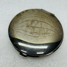 VTG‼ Silver Tone Metal Compact Double Mirror Monogrammed APS • READ‼ • VGUC‼