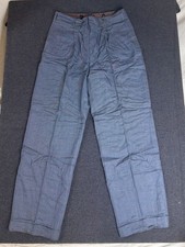 Vintage 1950s High Waisted Blue Check Trousers, Suspender Buttons - Size 30x31