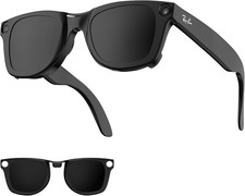 Polarized Clip-Ons for Ray-Ban Meta Wayfarer Large, Black Discoloration Clips