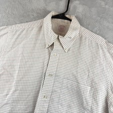 Brooks Brothers Shirt Mens 16.5 White Check Supima Cotton Dress USA Button Down