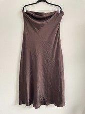 Express Dress Women L Chocolate Brown Satin Strapless Bias Slip Minimalist Party