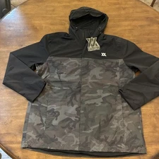 Dixxon Flannel Co Full-Zip Windbreaker Rain Jacket Mens 2XL Gray/black Camo Hood