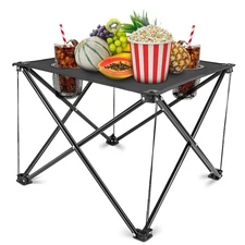 Folding Camping Side Table Outdoor Portable W/2 Cup Holders&Carrying Bag Steel