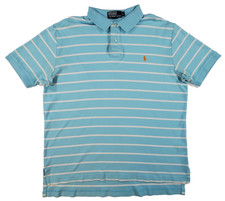 Polo Ralph Lauren Men  s Large Blue White Striped Short Sleeve Polo Shirt