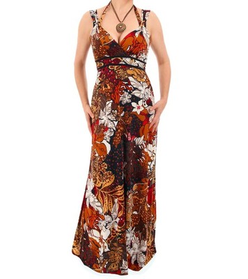 Neu Just Blue Wickelriemen V-Ausschnitt Jungle Print Jersey Maxikleid