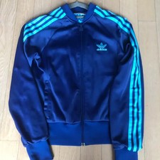 Adidas Blue Three Stripes Track Top Good Condition