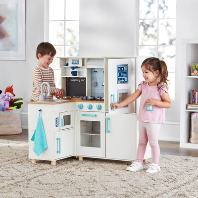 MEMBER'S MARK DELUXE WOODEN KITCHEN PLAY CENTER *DISTRESSED PKG