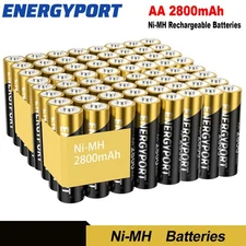 ENERGYPORT Lot AA Rechargeable Batteries 2800mAh 1.2V NiMH Battery NI-MH + Box