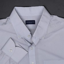 Proper Cloth Dress Shirt Mens 17.5 White Light Blue Micro Check Print Button Up