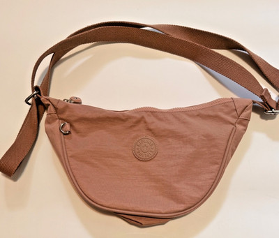 Kipling Crescent Sling Bag Pink Nylon Crossbody Shoulder Dumpling Purse NWOT