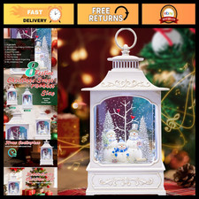 Large Light Up Christmas Snowman Snow Globe Lantern with 8 Songs, 9.84" Decor, T