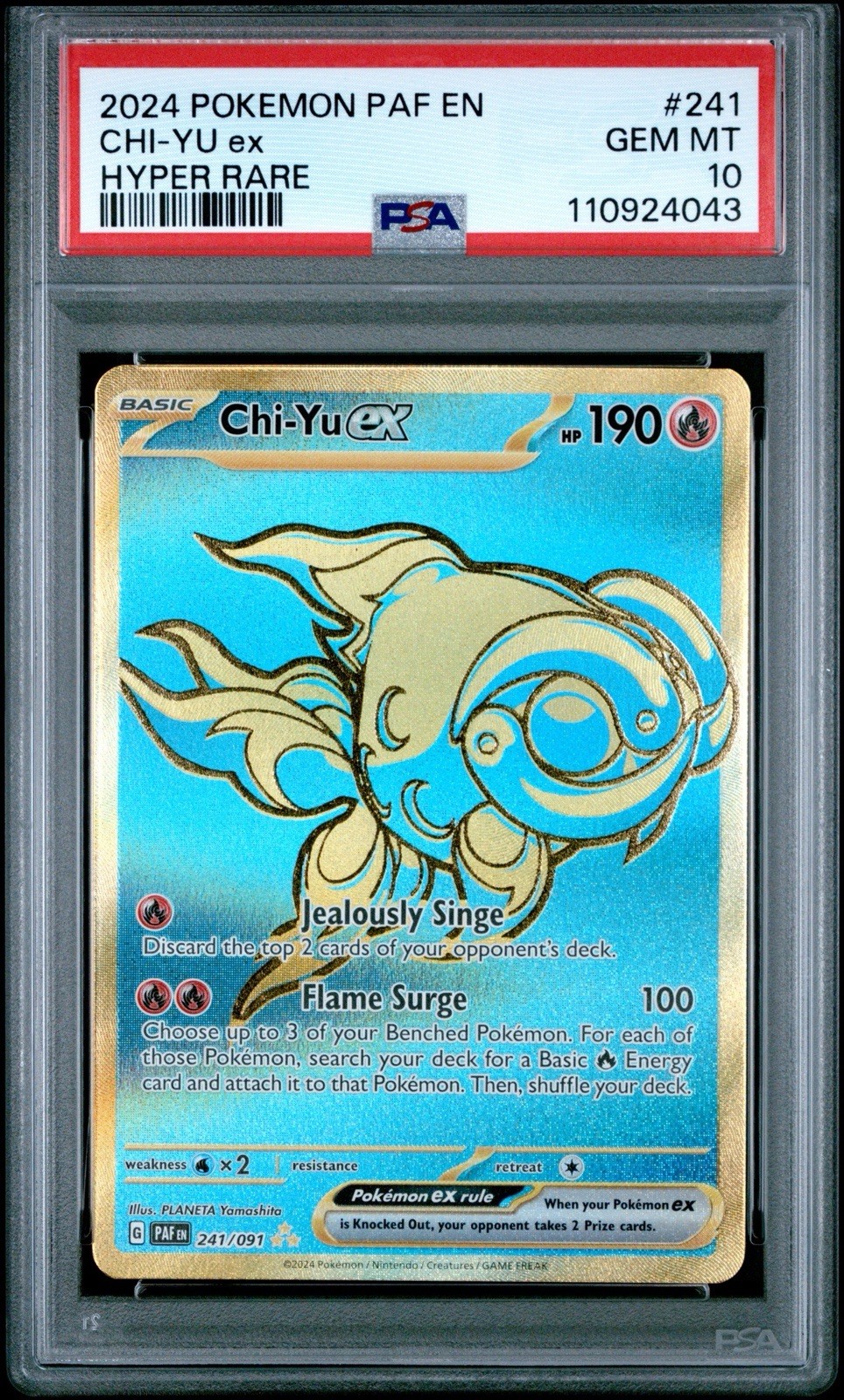 2024 POKEMON PAF EN-PALDEAN FATES #241 CHI-YU EX HYPER RARE PSA 10