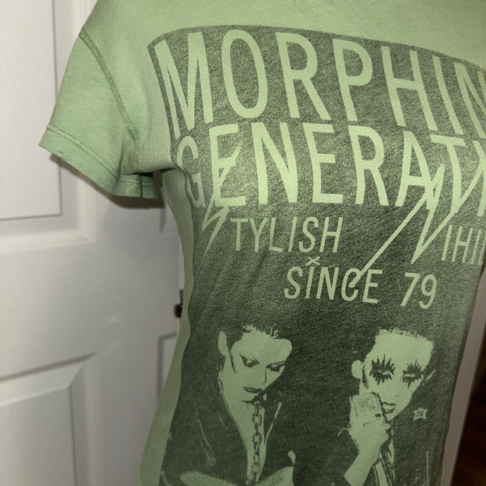 Morphine Generation Green t-shirt with black graphics large - Image 2 of 4