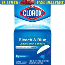 Ultra Clean Toilet Bowl Cleaner Tablets Bleach Deodorizer 2 Count Rain Scent New