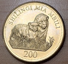 2008 Tanzania 200 Shilingi Lions Unc.