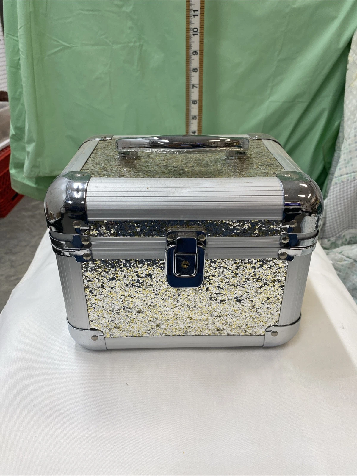 Claire’s Silver Glitter Makeup Box Case Jewelry Organizer
