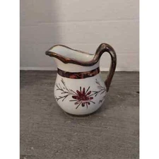 White and Copper Luster Creamer 4"