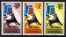 Spain 1965, World stamp day set VF MNH, Mi 1548-1550