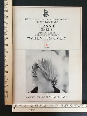 Rare Original VTG Jeannie Seely Monument Records Poster Style Music Ad Art Print