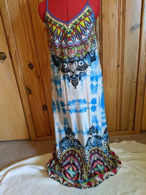 Flying Tomato Anthropologie Women Small Boho Halter Maxi Dress Tie Dye  Print | eBay