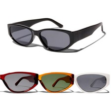 ShadyVEU Retro Slim Geometric 90s Oval Fashion Chic Thick Frame Women Sunglasses