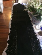 Crochet lace table runner - Black 13" X 108"