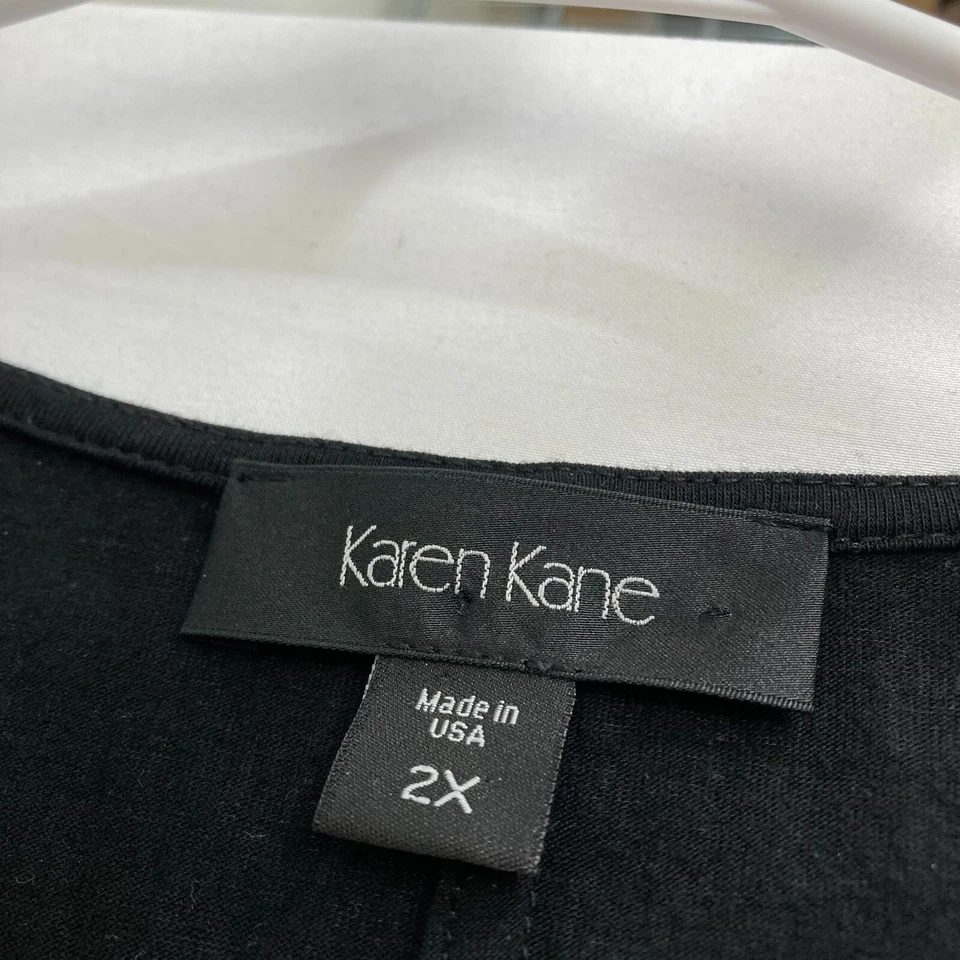 Karen Kane Women’s Black Shimmery Metallic Burnout Knee Length Dress Size 2X - Image 2 of 4