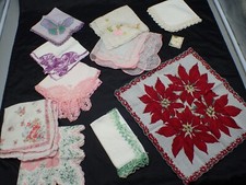 10 Vintage Ladies Hankies ASSORTED Lot BEAUTIFUL  COLORFUL TATTING Some Tags 3