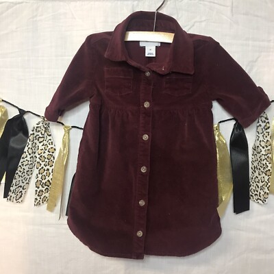 Old Navy Baby Toddler Dress Corduroy Burgundy Tunic 3/4 Sleeve Button Down  2T [J | eBay