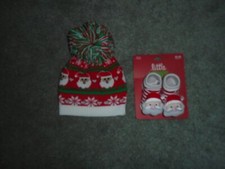 Little Wishes Christmas Santa Cap And Sock Set Size 0-12 Months New