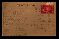 1913 1c Parcel Post Used on Postcard - L34703