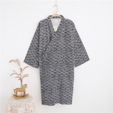 Men Cotton Japanese Kimono Robe Gown Pajama Pyjama Sleepwear Nightwear Retro New
