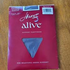 Hanes Alive Support Pantyhose SZ E Town Taupe Control Top Reinforced Toe