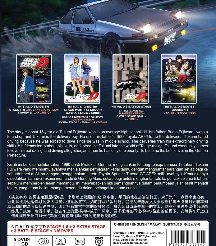 INITIAL D + STAGE 1-6 + 3 EXTRA STAGE + 3 BATTLE STAGE - ANIME DVD, SHIP FROM US - Image 3 of 4