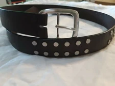 Women's Brown Genuine Leather Silver Studded Belt With Silver Buckle New Size 46