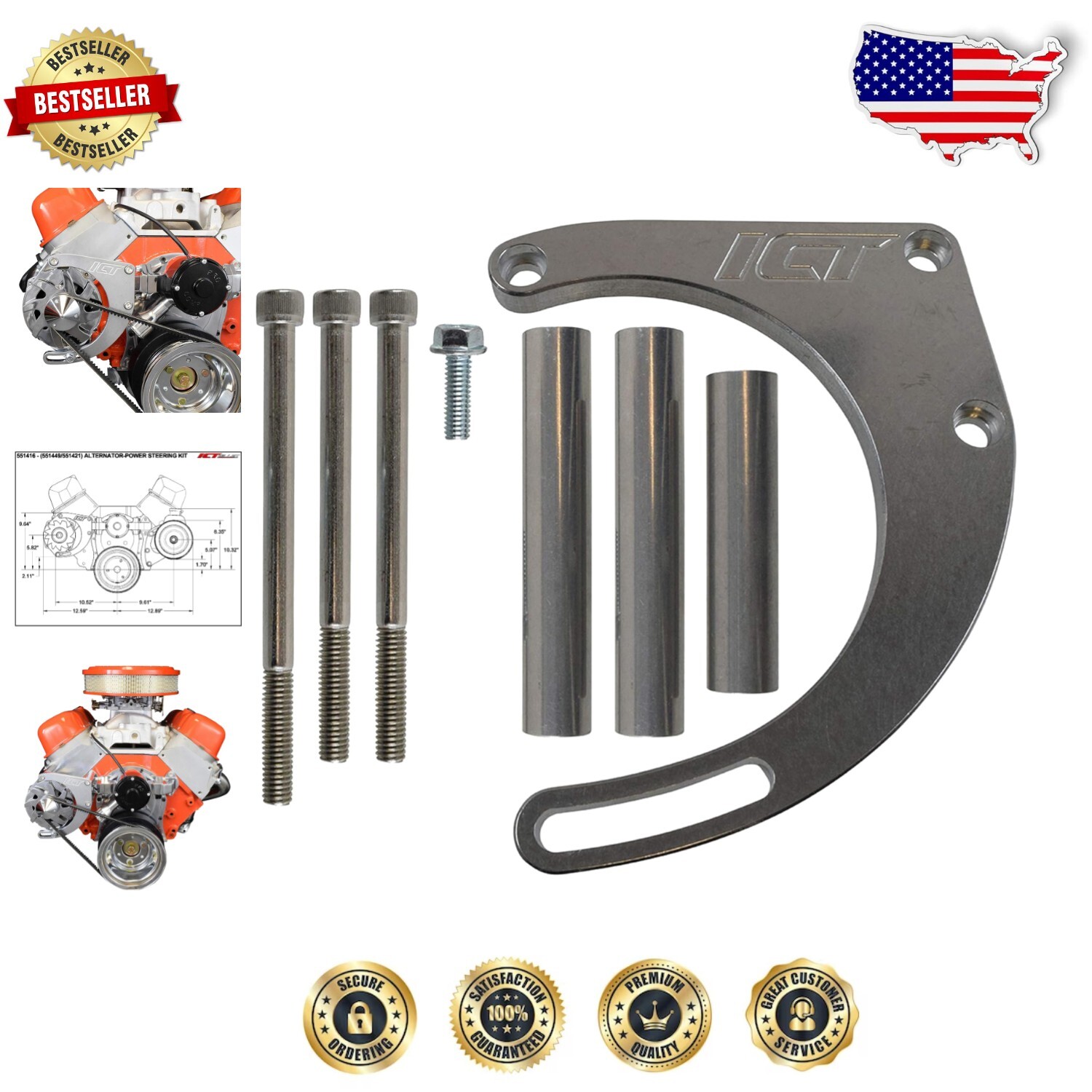 Adjustable Billet Alternator Bracket for Big Block Chevy - Lightweight Durable Design