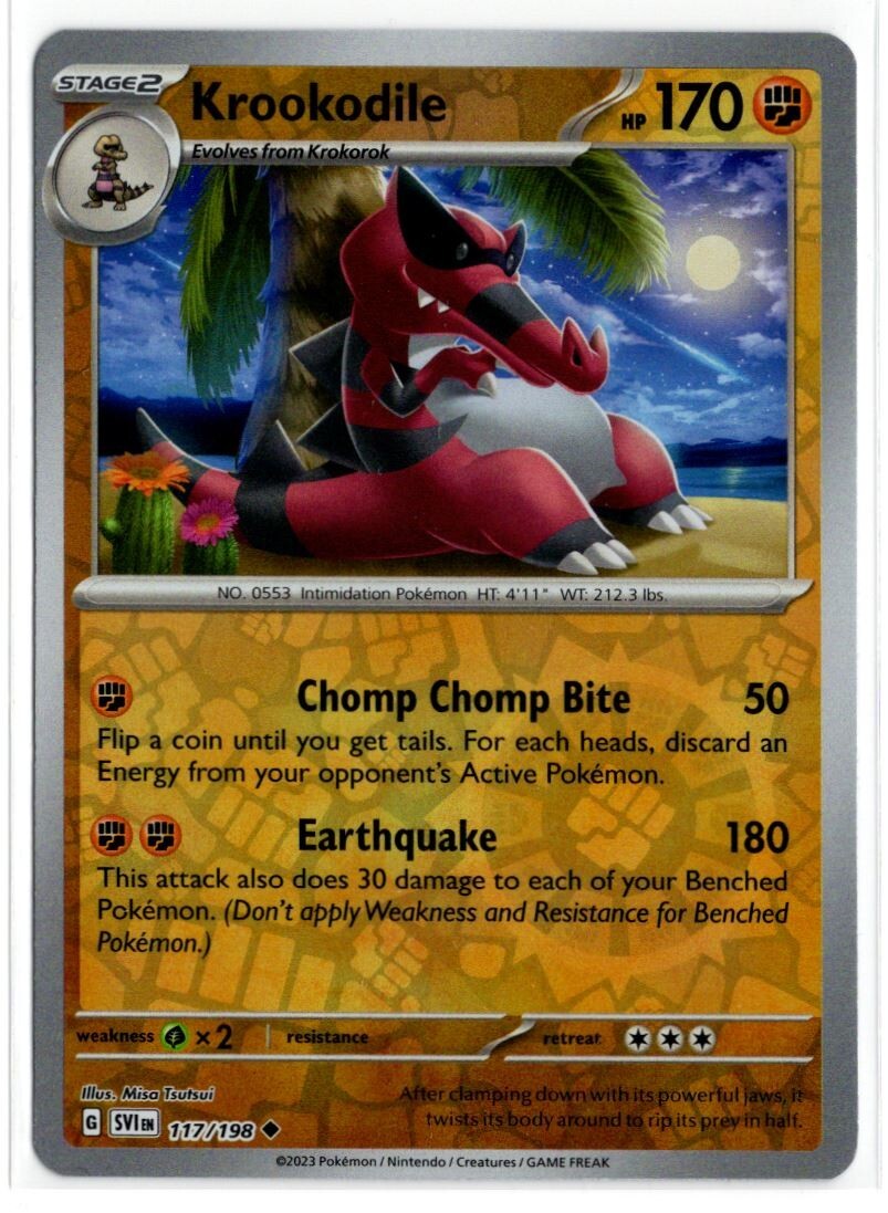 Pokemon Scarlet Violet Base SV1 Reverse Holo 117/198 Krookodile