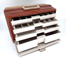 Plano 737 Fishing Tackle Box Storage 4 Drawers Beige & Brown, Vintage