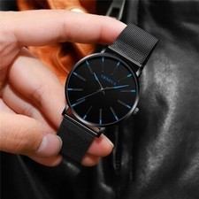 New Men's Minimalist Ultra-thin Stainless Steel Leather